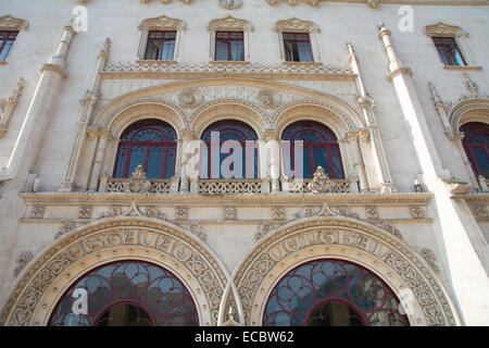 La gare Rossio de Lisbonne façade entrée principale Banque D'Images