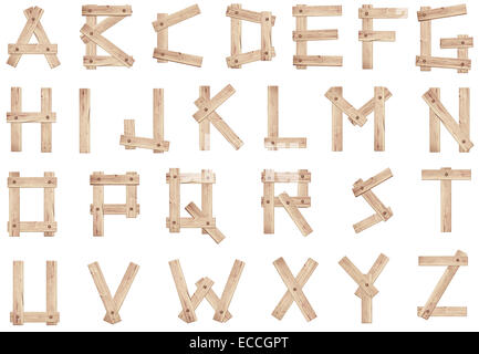 Lettres alphabet en bois faites de planches en bois Banque D'Images