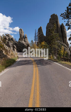 La route des aiguilles dans Custer State Park, South Dakota, USA Banque D'Images
