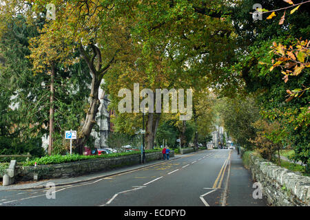 La route principale A5 connu sous le nom de Watling Street traverse le village de Betwys Y Coed en automne connue comme la porte de Snowdonia Banque D'Images