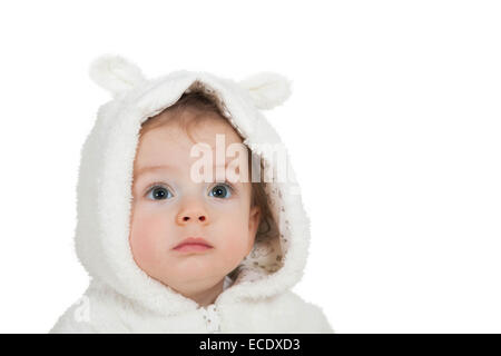 Portrait d'un bébé de 1 an garçon isolated on white Banque D'Images