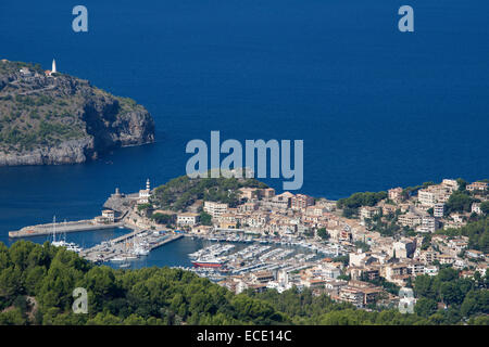 Vue aérienne Port de Soller Majorque Espagne Banque D'Images