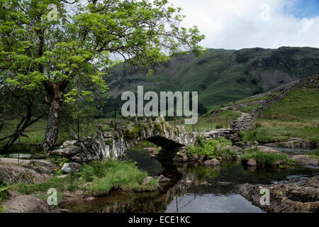 Pont de Slater peu dans le Langdale de Lake District. Pont de Slater est un vieux pont à cheval sur la rivière Brathay Banque D'Images