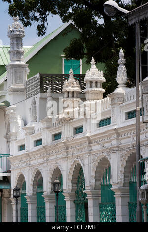 L'Ile Maurice, Port Louis, Rue Royale, Jummah Mosque détail architectural Banque D'Images
