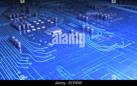 Circuit imprimé et électronique des symboles. Banque D'Images