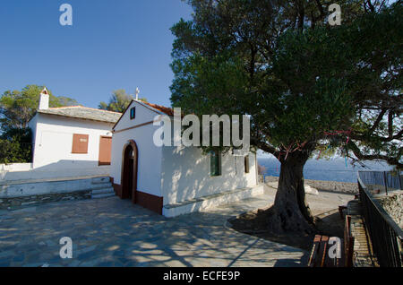 Mamma Mia, chapelle Agios Ioannis, Skopelos, l''île grecque. Octobre. Banque D'Images