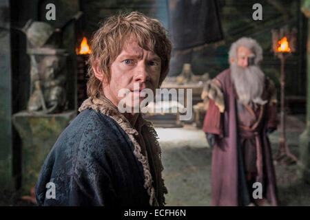 Le Hobbit : LA BATAILLE DES CINQ ARMÉES 2014 MGM film avec Martin Freeman à gauche et Ken Stott Banque D'Images