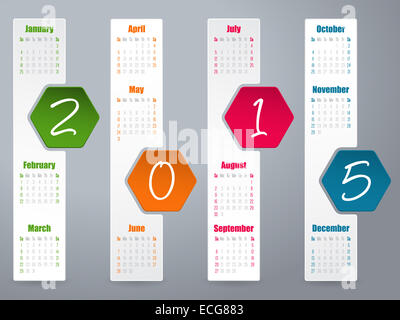 Label hexagonal design calendrier pour l'année 2015 Banque D'Images