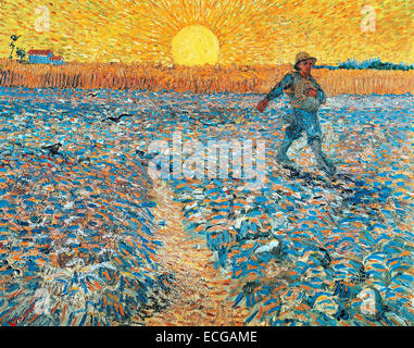 Le Semeur semeur (au coucher du Soleil) 1888 Vincent Van Gogh Banque D'Images