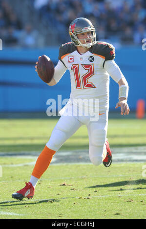 Stade de l'Amérique, Charlotte, NC, USA. 14 Décembre, 2014. Tampa Bay Buccaneers quarterback Josh McCown # 12 au cours de NFL football match entre l'équipe des Tampa Bay Buccaneers et les Panthers au stade Bank of America, Charlotte, NC. © csm/Alamy Live News Banque D'Images