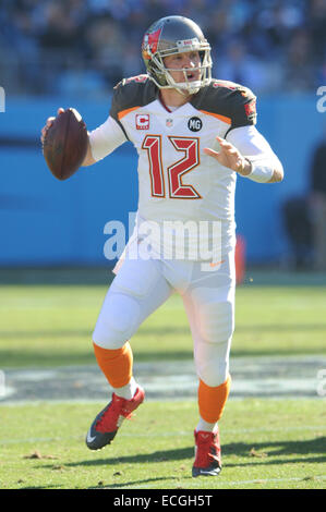 Stade de l'Amérique, Charlotte, NC, USA. 14 Décembre, 2014. Tampa Bay Buccaneers quarterback Josh McCown # 12 au cours de NFL football match entre l'équipe des Tampa Bay Buccaneers et les Panthers au stade Bank of America, Charlotte, NC. © csm/Alamy Live News Banque D'Images