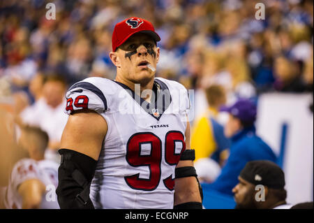 Indianapolis, Indiana, USA. 14 Décembre, 2014. La défensive des Houston Texans fin J.J. Watt (99) au cours de la NFL match entre Houston Texans et Indianapolis Colts le 14 décembre 2014. 10 - Houston Texans Indianapolis Colts 17. Credit : Cal Sport Media/Alamy Live News Banque D'Images