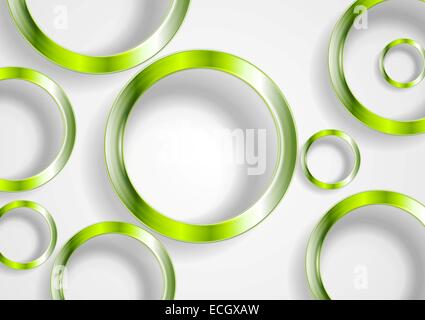 Les cercles brillants vert sur fond blanc. Vector art Banque D'Images