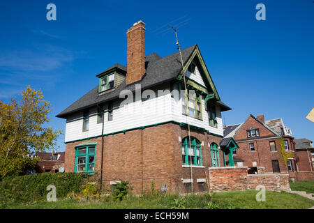 Pinceau vacants Park residences, Detroit, Michigan, USA. Le 23 octobre 2014. Banque D'Images