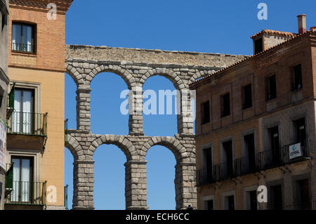 Aqueduc romain, Segovia, Castille-Leon, Espagne, Europe Banque D'Images