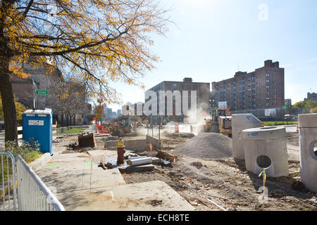 Projet de tramway 'M-1' sur Woodward Ave, Detroit, Michigan, USA. Le 23 octobre 2014. Banque D'Images