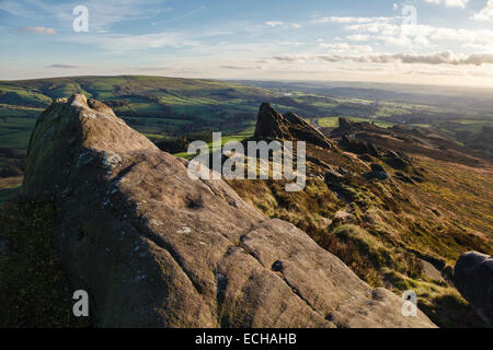 Ramshaw Rocks, près de Leek, parc national de Peak District, Staffordshire, Angleterre Banque D'Images