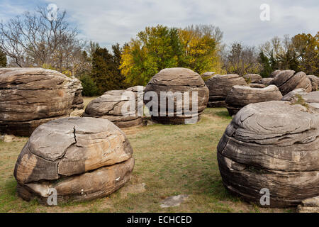 Concrétions de grès composent Rock City, près de Minneapolis, Kansas, États-Unis Banque D'Images