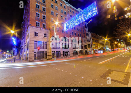 Lumières de Noël dans le centre-ville de Belfast Banque D'Images