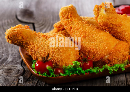 Cuisses de poulet frit pané, Banque D'Images