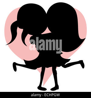 Hug collection - Belles copines adoptent (Silhouette). Banque D'Images