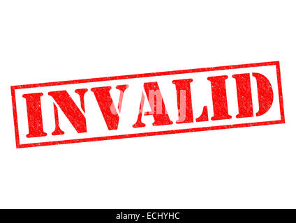 Timbres en caoutchouc rouge non valide sur un fond blanc. Banque D'Images