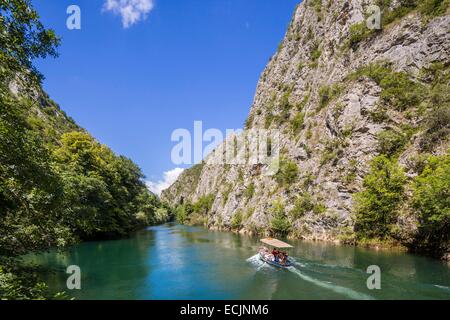 République de Macédoine, Saraï, le lac et le canyon de Matka, alimenté par la rivière Treska Banque D'Images