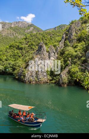 République de Macédoine, Saraï, le lac et le canyon de Matka, alimenté par la rivière Treska Banque D'Images