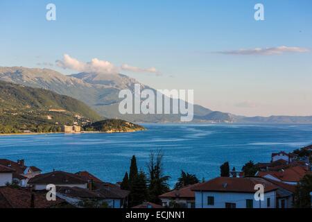 République de Macédoine, le lac d'Ohrid, classé au Patrimoine Mondial par l'UNESCO Banque D'Images