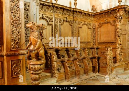 France, Creuse, Moutier d'Ahun, les stalles sculptées par l'abbaye Simon Bouer, 1673 1681 Banque D'Images