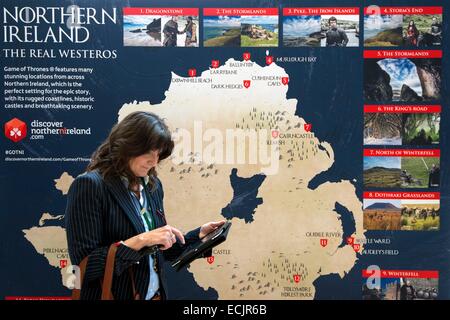 Royaume-uni, Irlande du Nord, Belfast, jeu des trônes exposition à la Belfast Waterfront, la carte du monde de Westeros Banque D'Images