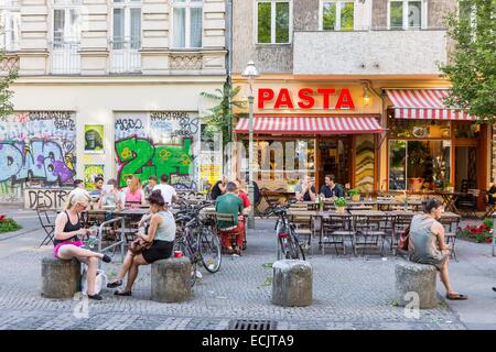 Allemagne, Berlin, Berlin est district de Kreuzberg, restaurant sur Falckensteinstrasse Banque D'Images