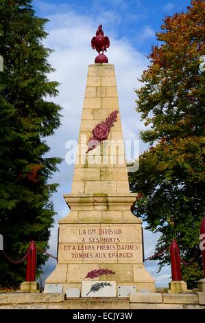 France, Meuse, Lorraine Regional Park, Côtes de Meuse, Les Eparges, 12e DI au point C war memorial Banque D'Images