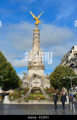 France, Marne, Reims, Sube fontaine sur la Place Drouet d'Erlon Banque D'Images