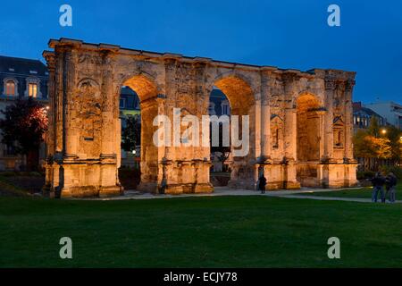 France, Marne, Reims, la Porte de Mars est le plus grand arc du monde romain Banque D'Images