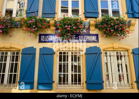 France, Moselle, Thionville, étiqueté Les Plus Beaux Villages de France (Les Plus Beaux Villages de France), le bureau de poste Banque D'Images