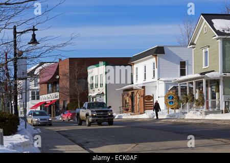 Le Canada, la province du Québec, la région des Cantons de l'Est, le village de Sutton, la rue principale et ses maisons anciennes Banque D'Images