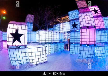 Canada, Québec, Montréal, Igloofest rave party sur le fleuve Saint-Laurent frezz Banque D'Images