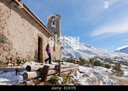 France, Hautes Alpes, Parc National des Ecrins, chapelle de Villar d'Arêne Banque D'Images