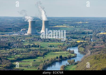 France, Vienne, Civaux, nuclear power station près de la Vienne (vue aérienne) Banque D'Images