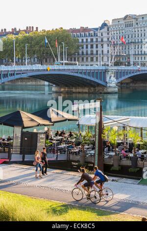 France, Rhône, Lyon, Rhône, banques, le quai Général Sarrail et le pont Lafayette Banque D'Images