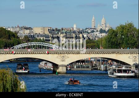 France, Paris, région classée au Patrimoine Mondial de l'UNESCO, le pont d'Iéna et de la Seine Banque D'Images