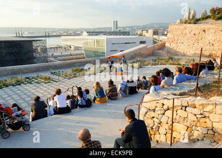 France, Bouches du Rhône, Marseille, zone euro-méditerranéenne, MuCEM Musée des civilisations de l'Europe et de la Méditerranée R. Ricciotti et R. Carta architectes Banque D'Images