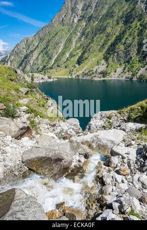 France, Isère, Parc National des Ecrins, vallée de Veneon, lac Lauvitel (alt : 1530 m) Banque D'Images