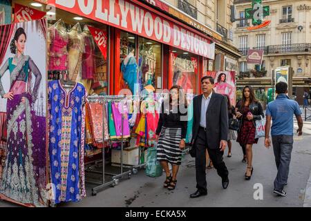 France, Paris, rue du Faubourg Saint-Denis, quartier indien Banque D'Images