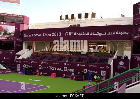 Accueil VIP Stade de Tennis Khalifa Stadium du Qatar Open Total le 11 février 2013 à Doha, Qatar. Banque D'Images