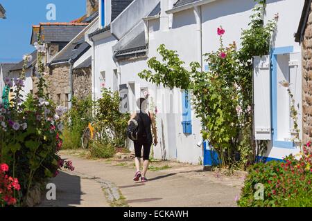 France, Morbihan, le Golfe du Morbihan, le Ponant îles, l'île de Houat, le village Banque D'Images