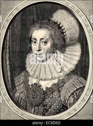 Elizabeth Stuart, la reine d'hiver, 1596 - 1662, que l'épouse de Frédéric V, électeur palatin, électrice Palatine, et la Reine de Banque D'Images