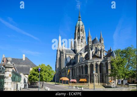 France, Calvados, Bayeux, la cathédrale Notre Dame (11e au 15e siècle), l'un des l'architecture romane et gothique normande chefs-d Banque D'Images