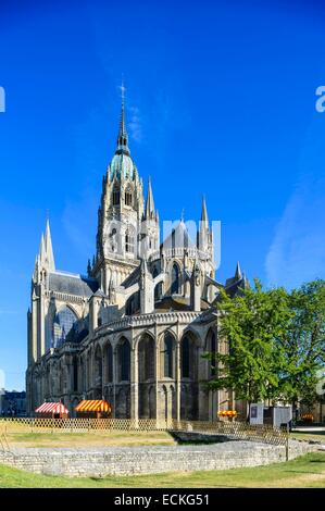 France, Calvados, Bayeux, la cathédrale Notre Dame (11e au 15e siècle), l'un des l'architecture romane et gothique normande chefs-d Banque D'Images